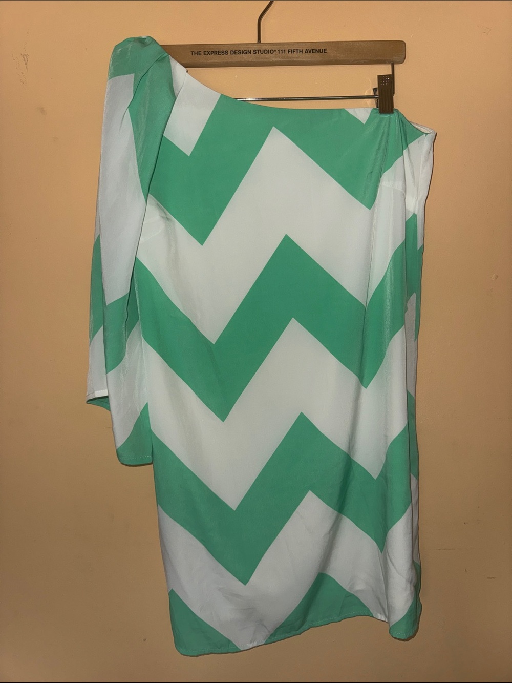 Pink Owl Mint and White Asymmetrical Chevron Skirt Size S